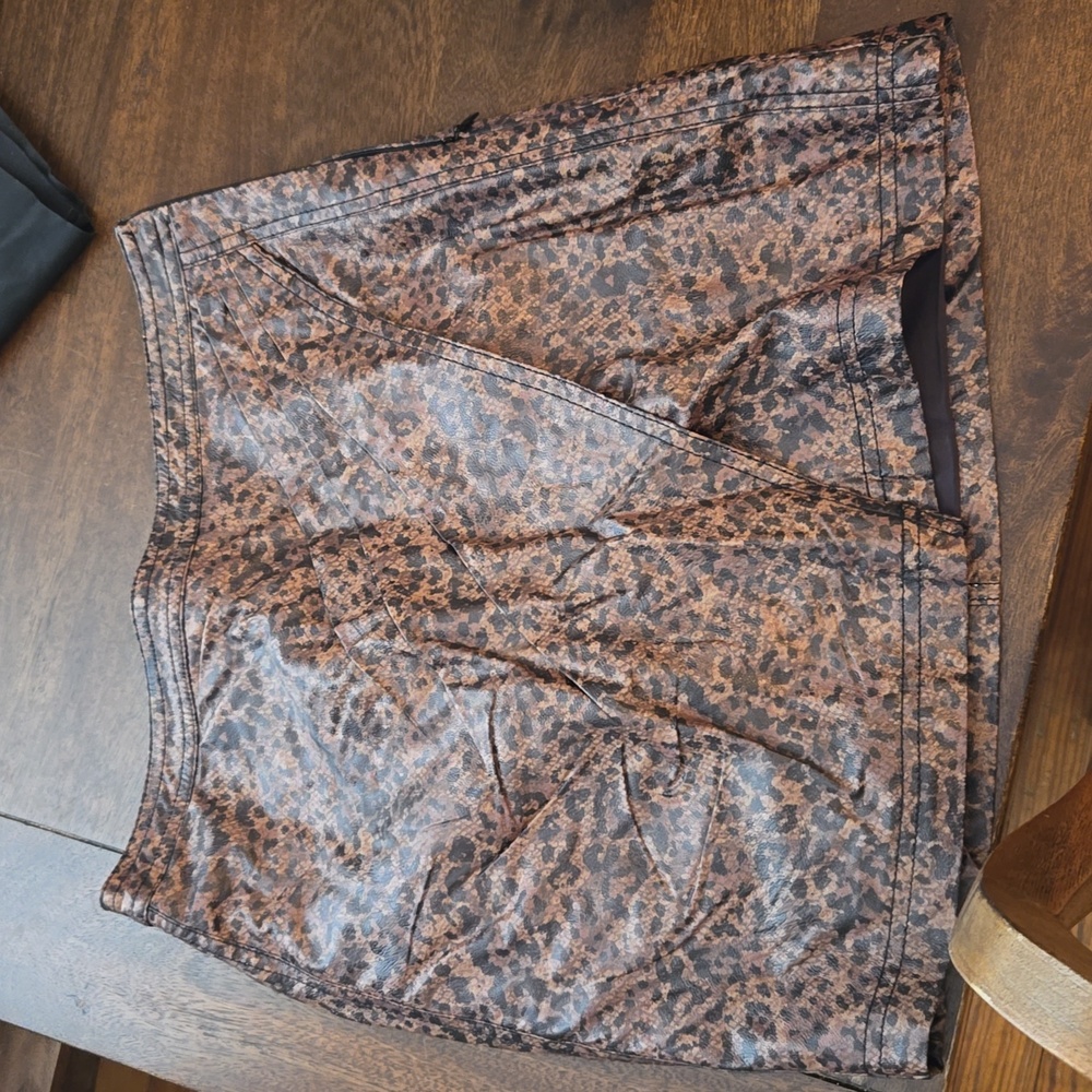 Free People Cheetah Leather Skirt